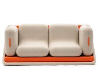 Диван, который распадается на кровать, два кресла и две скамеечки для ног