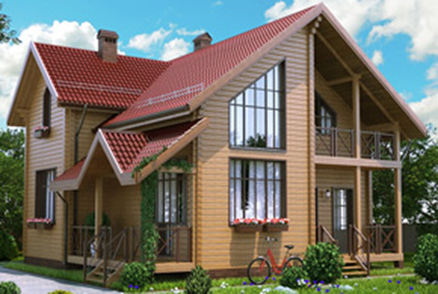 деревянный коттедж