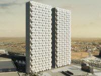 Сиамские медиа башни с выдвижным фасадом для Ближнего Востока от REX Дизайн