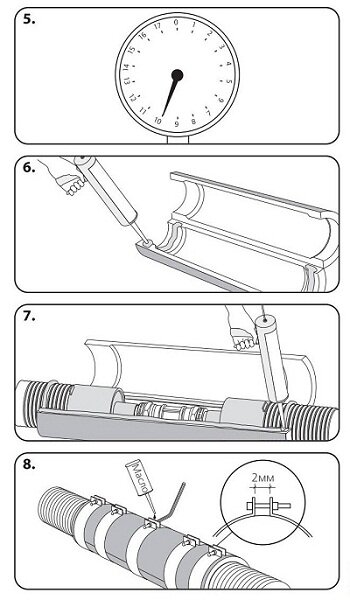 Монтаж изоляционных комплектов ответвления и удлинения теплоизолированных труб