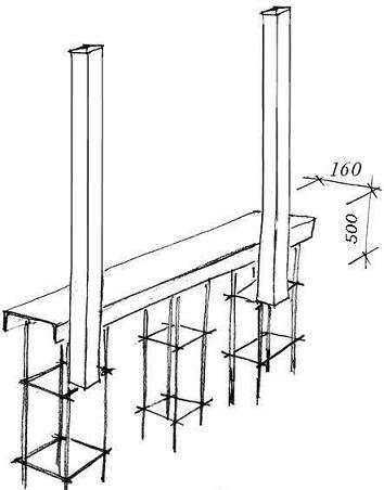 Закладная деталь для откатных ворот с двумя опорными столбами