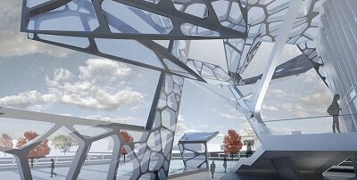 Фасад штаб квартиры китайской Zoomlion имитирует бабочки, орлы и лягушки