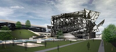 Фасад штаб квартиры китайской Zoomlion имитирует бабочки, орлы и лягушки