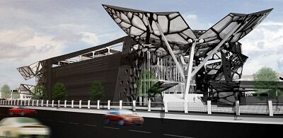 Фасад штаб квартиры китайской Zoomlion имитирует бабочки, орлы и лягушки