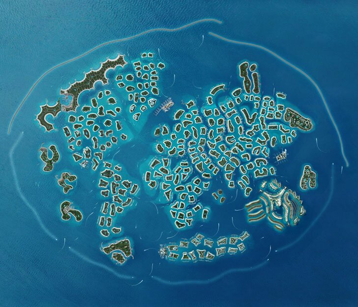 Голландский Docklands плавучие острова устойчивого острова в Дубае