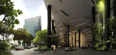 Инновационная башня Park Royal в Сингапуре задрапирована шторами из зелени