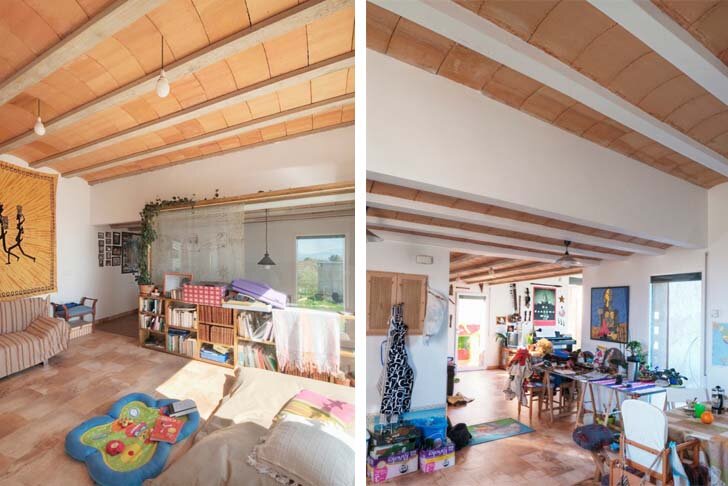 Мимика испанских гор с покатой зеленой крышей