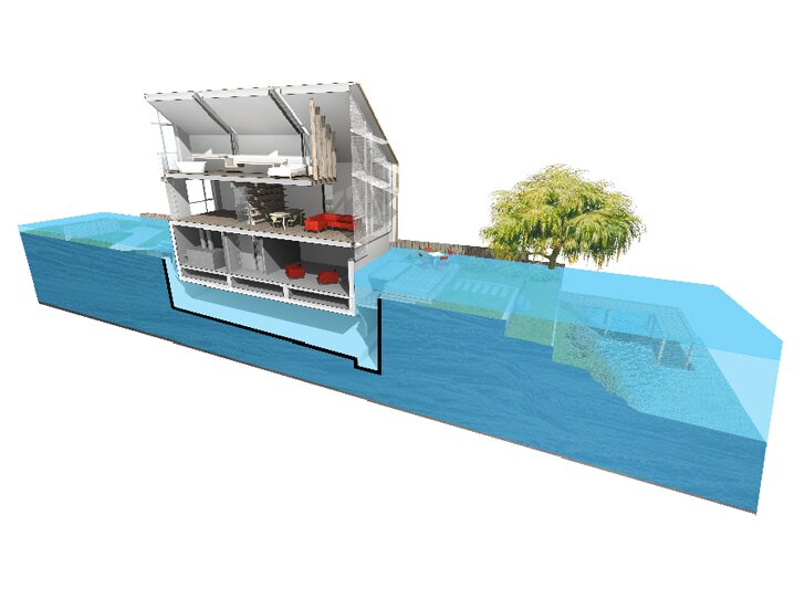 Первый дом амфибия в Великобритании, утвержденная на Темзе