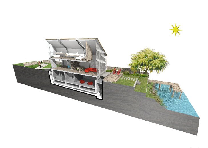 Первый дом амфибия в Великобритании, утвержденная на Темзе