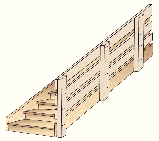 рис. 53. Упрощенный вариант устройства ограждения лестницы