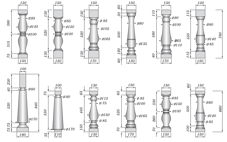 рис. 50. Монолитные балясины
