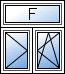 Окно с поворотной, поворотно-откидной створками и глухой фрамугой