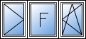 Окно трехстворчатое с поворотной, поворотно-откидной и глухой створками