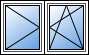 Окно с поворотной и поворотно-откидной створками