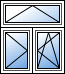 Окно с поворотной, поворотно-откидной створками и откидной фрамугой