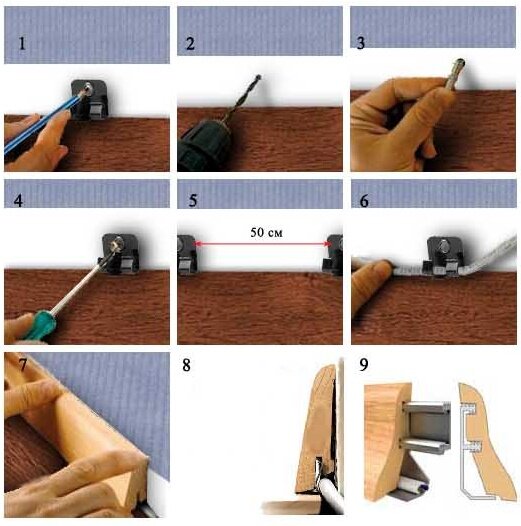 Установка плинтуса МДФ