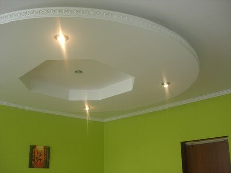 Подвесной потолок из гипсокартона в виде летающей тарелки