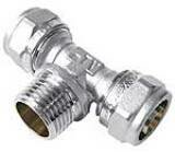 Фитинг. Тройник с переходом на наружную резьбу