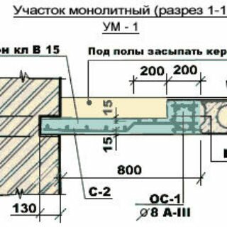 Монолит перекрытия с косым углом
