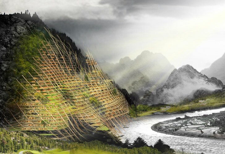 В Китае будут строит вертикальные дома на пластыре гор.