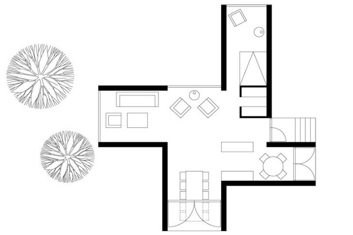 Четырехугольная Вилла Off-Grid в Финляндии - план